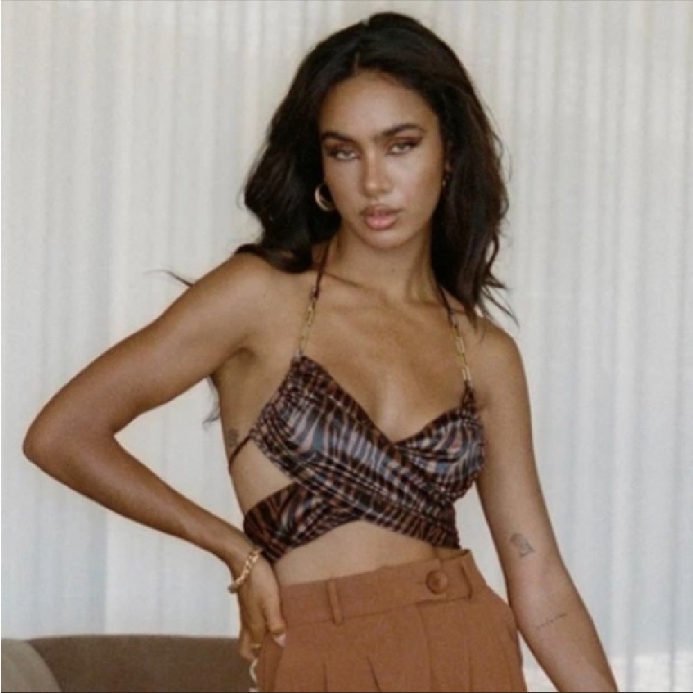 Princess Polly Brown/Black Tiger Print Dance Till Dawn Top
